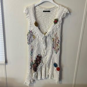 Merchant Long Knit Patchwork Cardigan Vest Size M